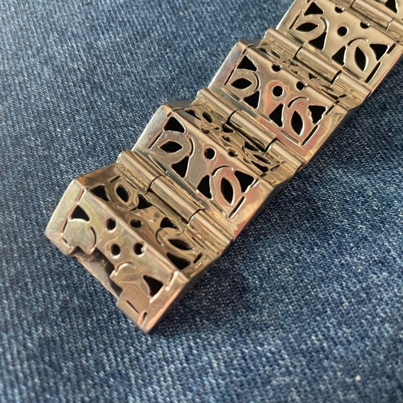 Vintage Handmade Mexico Taxco .925 Silver 9 Panel Hinged Cutout Bracelet Cuff - Picture 3 of 16